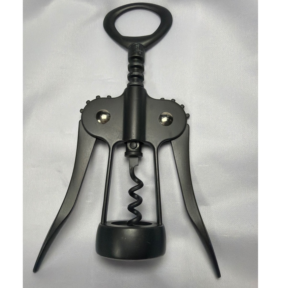 Matte Black Winged Corkscrew Wine Bottle Opener with Integrated‎ Cap Lifter